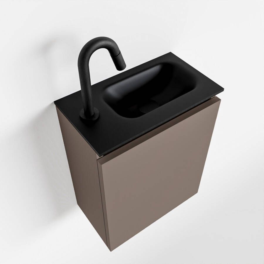 Mondiaz TURE Toiletmeubel 40x23x50cm met 1 kraangaten 1 deuren smoke mat Wastafel Eden rechts Solid Surface Zwart FK75341451 - Foto 2