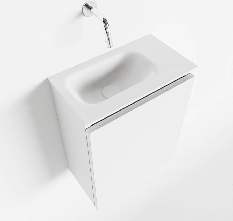 Mondiaz TURE Fonteinset 40x23x50cm 0 kraangaten 1 deur talc mat Wasbak links Solid Surface Wit FK75341004 - Foto 2