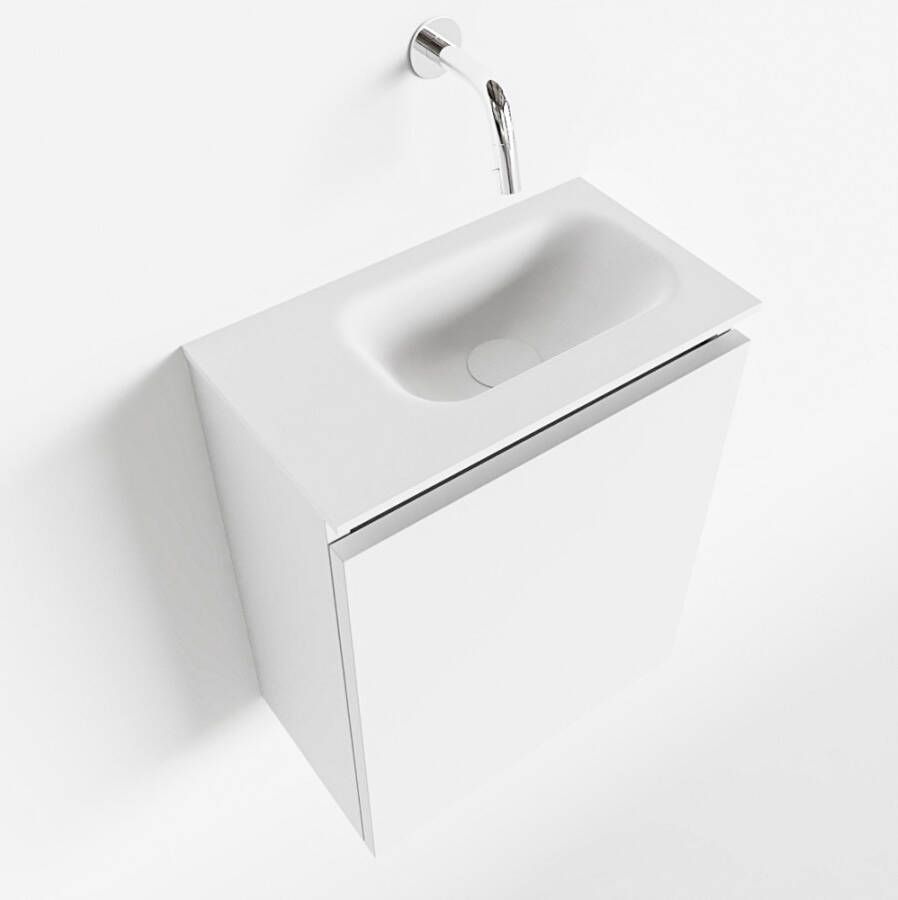 Mondiaz TURE Toiletmeubel 40x23x50cm met 0 kraangaten 1 deuren talc mat Wastafel Eden rechts Solid Surface Wit FK75341006 - Foto 3