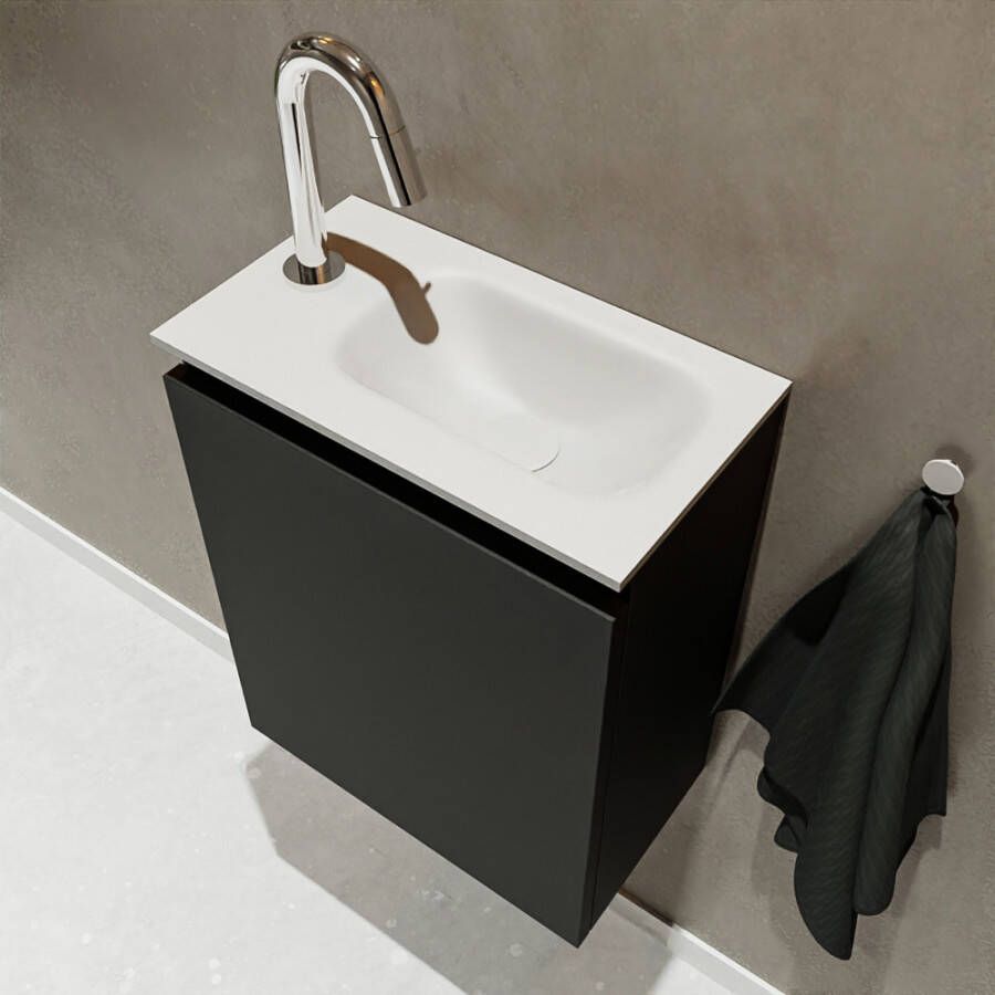 Mondiaz TURE Fonteinset 40x23x50cm 1 kraangat 1 deur urban mat Wasbak rechts Solid Surface Wit FK75341035 - Foto 2