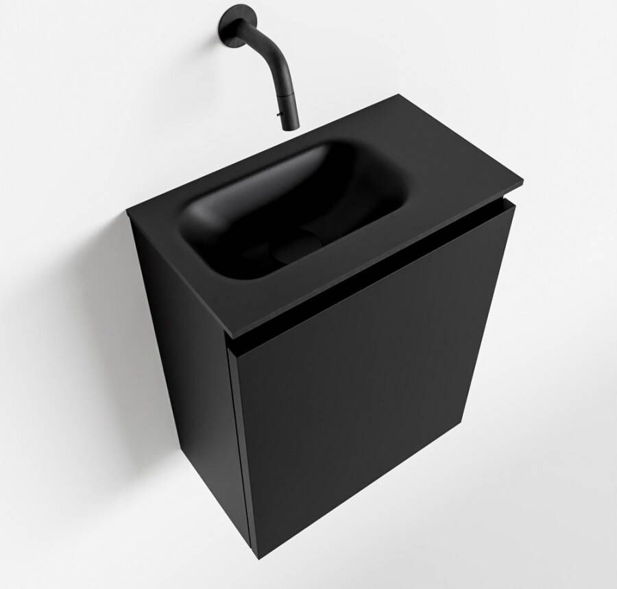 Mondiaz TURE Fonteinset 40x23x50cm 0 kraangaten 1 deur urban mat Wasbak links Solid Surface Zwart FK75341392 - Foto 2