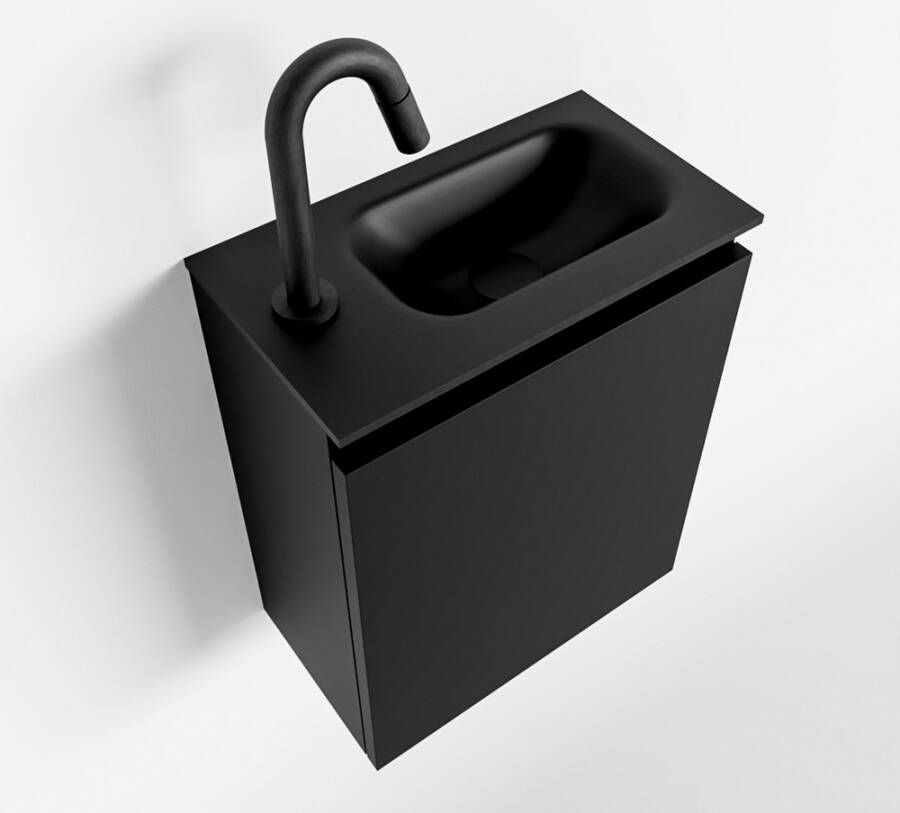 Mondiaz TURE Fonteinset 40x23x50cm 1 kraangat 1 deur urban mat Wasbak rechts Solid Surface Zwart FK75341393 - Foto 2