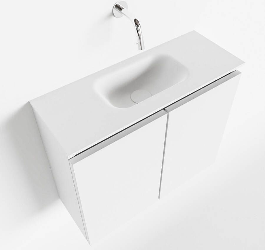 Mondiaz TURE Toiletmeubel 60x23x50cm met 0 kraangaten 2 deuren talc mat Wastafel Eden midden Solid Surface Wit FK75341008 - Foto 2