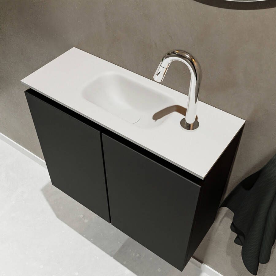 Mondiaz TURE Fonteinset 60x23x50cm 1 kraangat 2 deuren urban mat Wasbak midden Solid Surface Wit FK75341037 - Foto 2