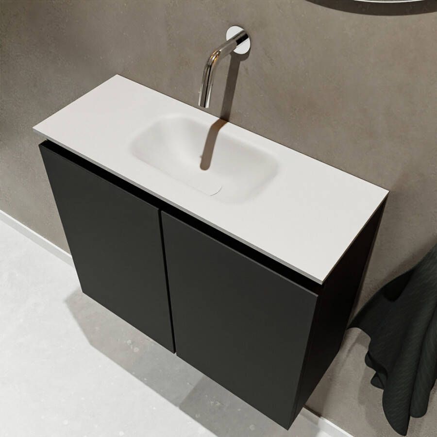 Mondiaz TURE Fonteinset 60x23x50cm 0 kraangaten 2 deuren urban mat Wasbak midden Solid Surface Wit FK75341038 - Foto 2