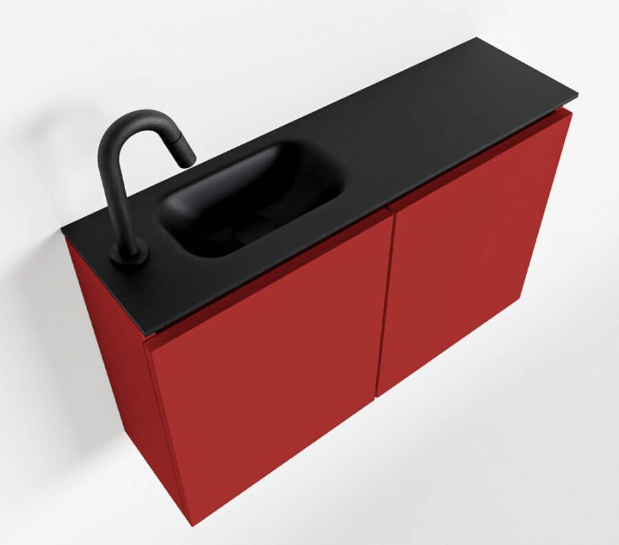 Mondiaz TURE Toiletmeubel 80x23x50cm met 1 kraangaten 2 deuren fire mat Wastafel Eden links Solid Surface Zwart FK75341548 - Foto 2