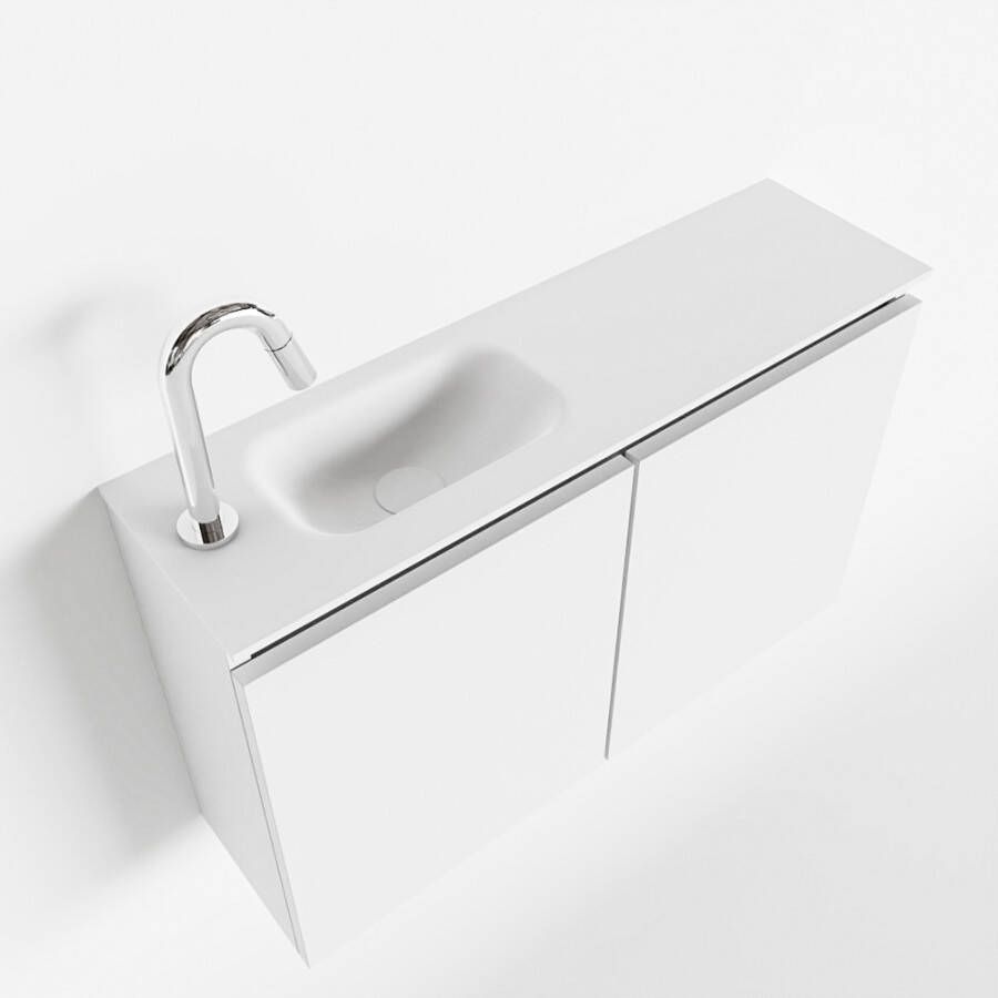 Mondiaz TURE Toiletmeubel 80x23x50cm met 1 kraangaten 2 deuren talc mat Wastafel Eden links Solid Surface Wit FK75341015 - Foto 2