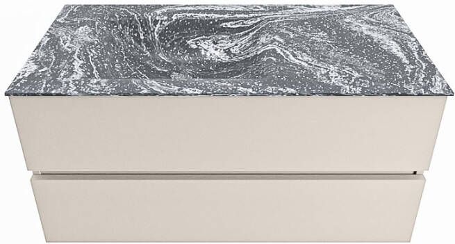 Mondiaz Vica Dlux badmeubel 100cm Linen Cloud wastafel Lava links met 1 kraangat