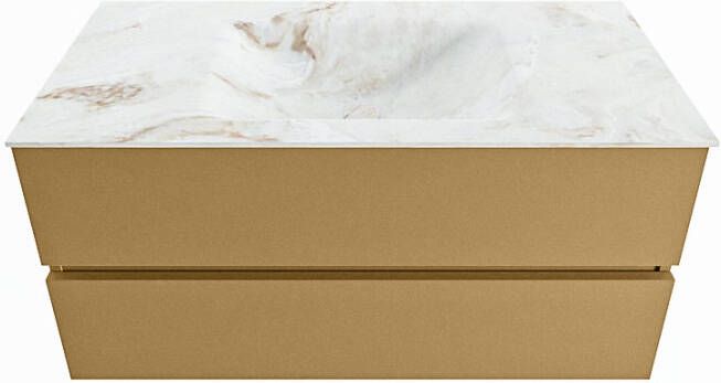 Mondiaz VICA-DLUX 100cm badmeubel onderkast Oro 2 lades. Inbouw wastafel CLOUD midden zonder kraangat kleur Frappe. - Foto 2