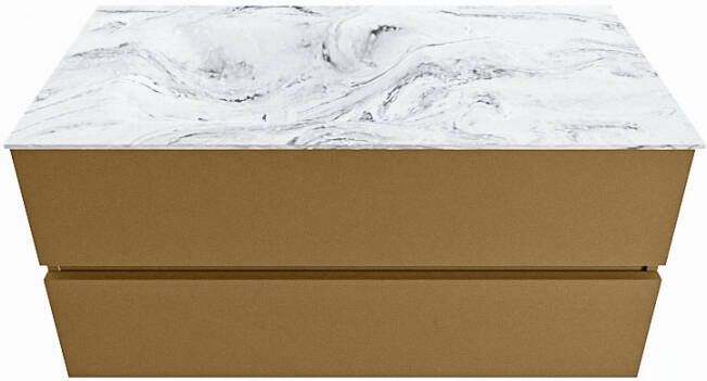 Mondiaz VICA-DLUX 100cm badmeubel onderkast Oro 2 lades. Inbouw wastafel CLOUD links zonder kraangat kleur Glace.