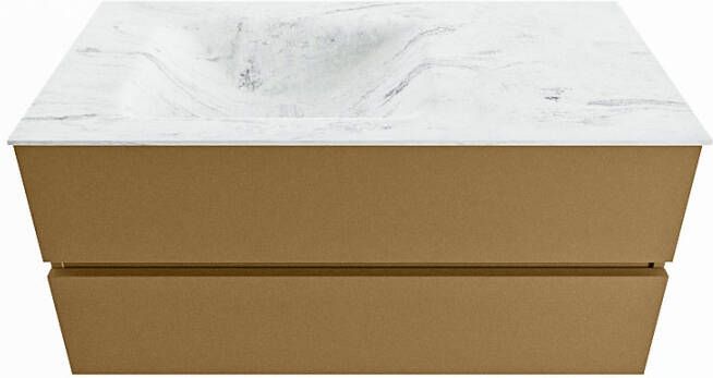 Mondiaz VICA-DLUX 100cm badmeubel onderkast Oro 2 lades. Inbouw wastafel CLOUD links 1 kraangat kleur Opalo.