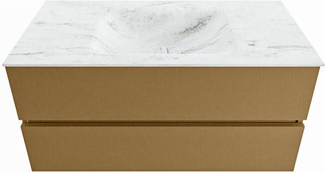 Mondiaz Vica Dlux badmeubel 100cm Oro Cloud wastafel Opalo midden zonder kraangat