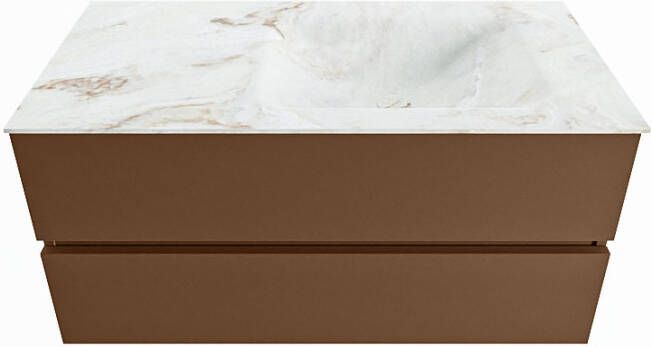 Mondiaz Vica Dlux badmeubel 100cm Rust Cloud wastafel Frappe rechts zonder kraangat