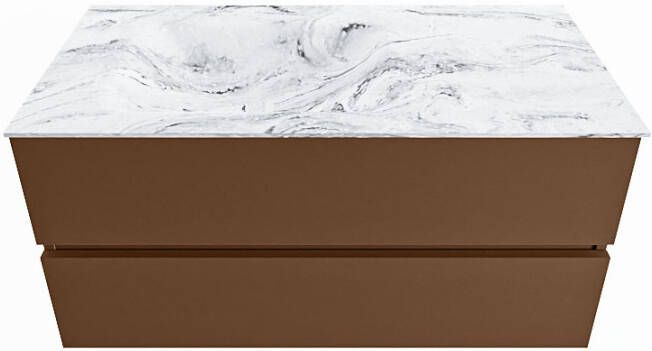 Mondiaz Vica Dlux badmeubel 100cm Rust Cloud wastafel Glace links zonder kraangat