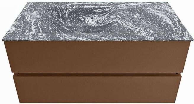 Mondiaz Vica Dlux badmeubel 100cm Rust Cloud wastafel Lava links zonder kraangat