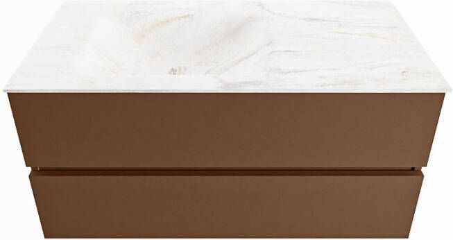 Mondiaz Vica Dlux badmeubel 100cm Rust Cloud wastafel Ostra links zonder kraangat