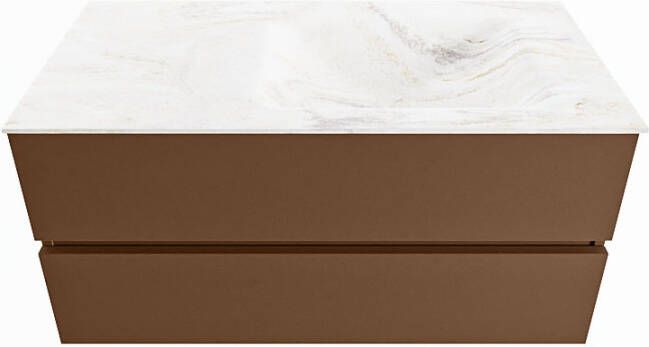 Mondiaz Vica Dlux badmeubel 100cm Rust Cloud wastafel Ostra rechts zonder kraangat