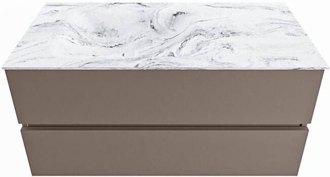Mondiaz Vica Dlux badmeubel 100cm Smoke Cloud wastafel Glace links zonder kraangat