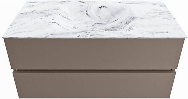 Mondiaz VICA-DLUX 100cm badmeubel onderkast Smoke 2 lades. Inbouw wastafel CLOUD midden 1 kraangat kleur Glace.