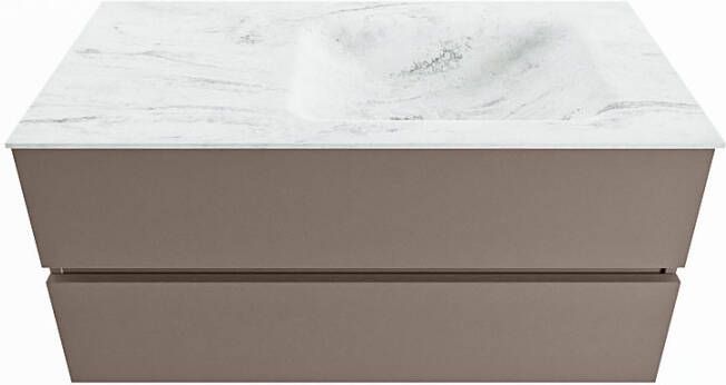 Mondiaz Vica Dlux badmeubel 100cm Smoke Cloud wastafel Opalo rechts met 1 kraangat