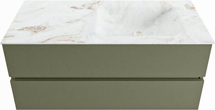 Mondiaz Vica Dlux badmeubel 110cm Army Cloud wastafel Frappe rechts met 1 kraangat