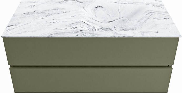 Mondiaz VICA-DLUX 110cm badmeubel onderkast Army 2 lades. Inbouw wastafel CLOUD rechts 1 kraangat kleur Glace. - Foto 2