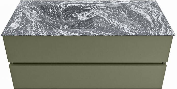 Mondiaz Vica Dlux badmeubel 110cm Army Cloud wastafel Lava links met 1 kraangat