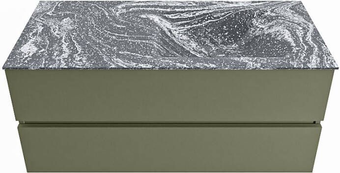 Mondiaz VICA-DLUX 110cm badmeubel onderkast Army 2 lades. Inbouw wastafel CLOUD rechts zonder kraangat kleur Lava. - Foto 2