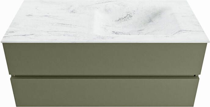 Mondiaz VICA-DLUX 110cm badmeubel onderkast Army 2 lades. Inbouw wastafel CLOUD rechts 1 kraangat kleur Opalo. - Foto 2