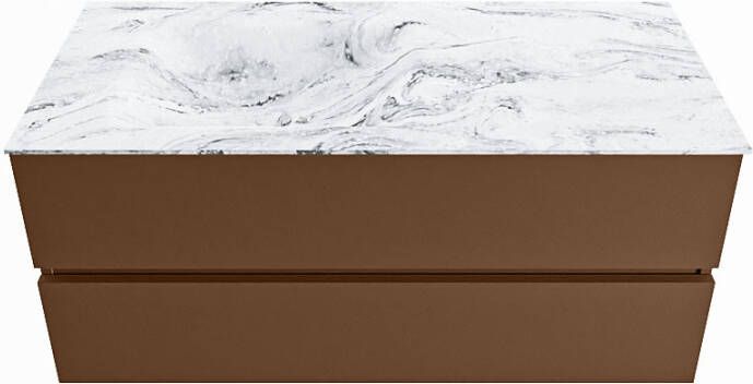 Mondiaz Vica Dlux badmeubel 110cm Rust Cloud wastafel Glace links met 1 kraangat