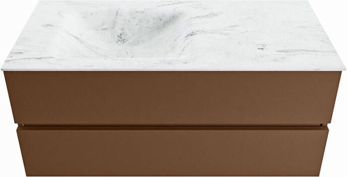Mondiaz Vica Dlux badmeubel 110cm Rust Cloud wastafel Opalo links zonder kraangat