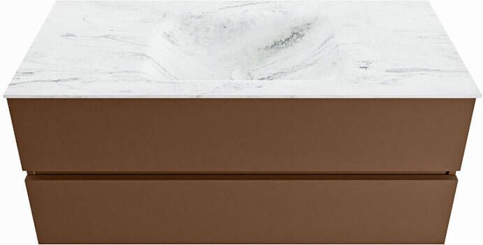 Mondiaz Vica Dlux badmeubel 110cm Rust Cloud wastafel Opalo midden met 1 kraangat