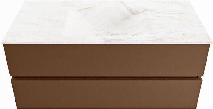 Mondiaz Vica Dlux badmeubel 110cm Rust Cloud wastafel Ostra midden met 1 kraangat