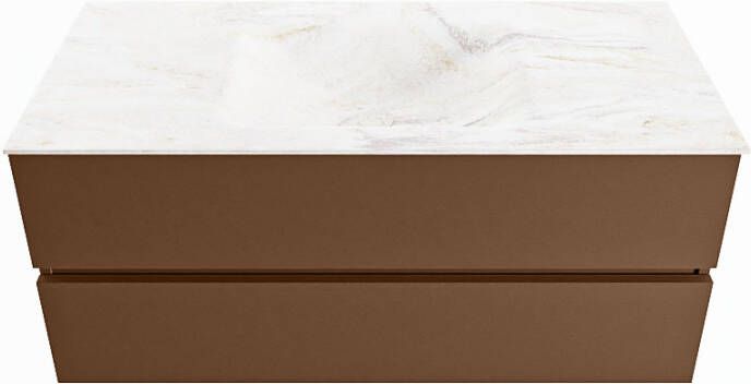 Mondiaz Vica Dlux badmeubel 110cm Rust Cloud wastafel Ostra midden zonder kraangat