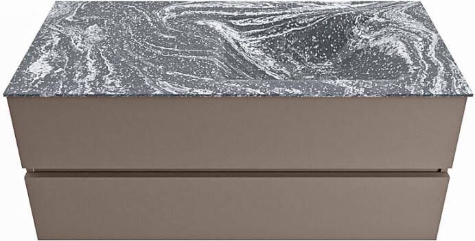 Mondiaz VICA-DLUX 110cm badmeubel onderkast Smoke 2 lades. Inbouw wastafel CLOUD rechts zonder kraangat kleur Lava. - Foto 2