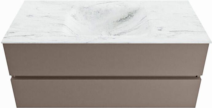 Mondiaz Vica Dlux badmeubel 110cm Smoke Cloud wastafel Opalo midden zonder kraangat