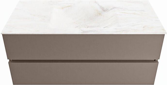 Mondiaz Vica Dlux badmeubel 110cm Smoke Cloud wastafel Ostra midden zonder kraangat