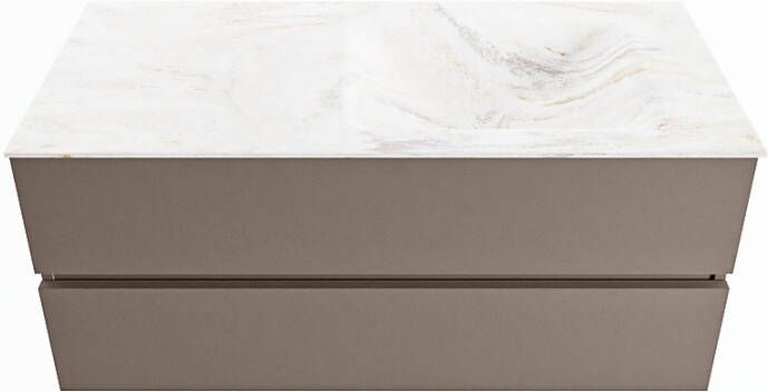 Mondiaz Vica Dlux badmeubel 110cm Smoke Cloud wastafel Ostra rechts met 1 kraangat