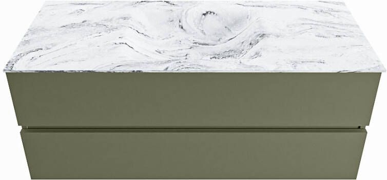 Mondiaz Vica Dlux badmeubel 120cm Army Cloud wastafel Glace midden met 1 kraangat