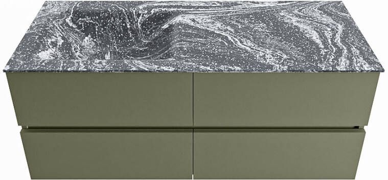 Mondiaz Vica Dlux badmeubel 120cm Army Cloud wastafel Lava links met 1 kraangat