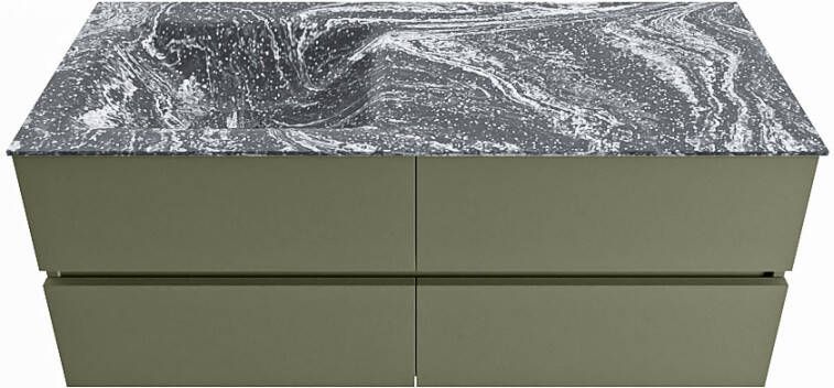 Mondiaz Vica Dlux badmeubel 120cm Army Cloud wastafel Lava links zonder kraangat