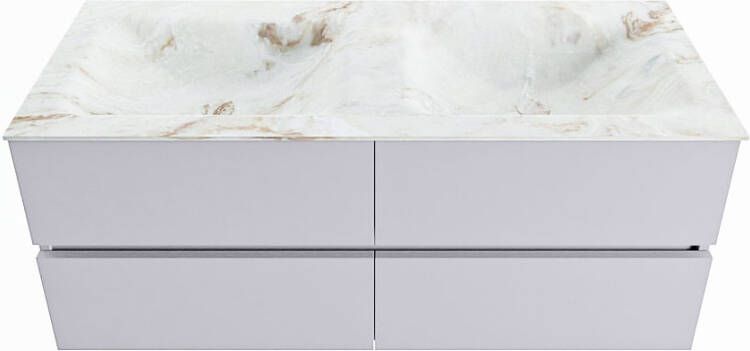 Mondiaz VICA-DLUX 120cm badmeubel onderkast Cale 4 lades. Inbouw wastafel CLOUD dubbel 2 kraangaten kleur Frappe.