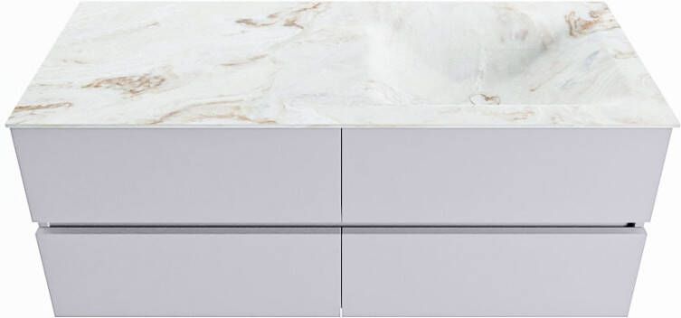 Mondiaz VICA-DLUX 120cm badmeubel onderkast Cale 4 lades. Inbouw wastafel CLOUD rechts 1 kraangat kleur Frappe.