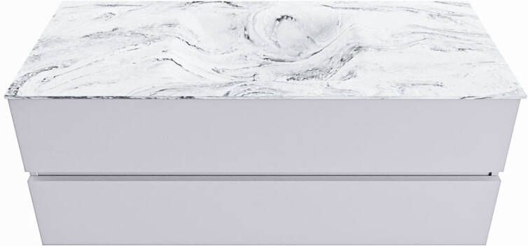 Mondiaz VICA-DLUX 120cm badmeubel onderkast Cale 2 lades. Inbouw wastafel CLOUD midden 1 kraangat kleur Glace.