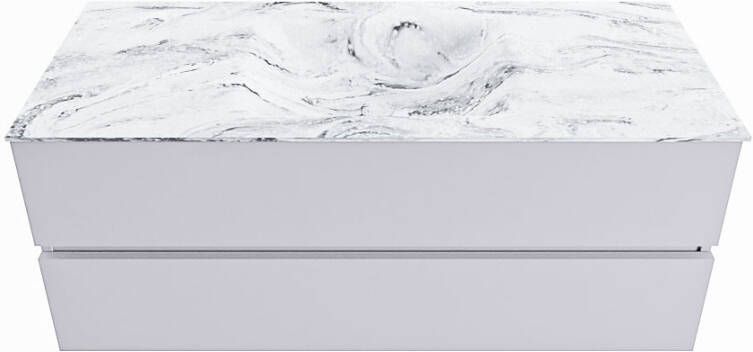 Mondiaz VICA-DLUX 120cm badmeubel onderkast Cale 2 lades. Inbouw wastafel CLOUD midden zonder kraangat kleur Glace. - Foto 2