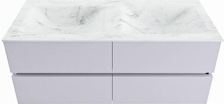 Mondiaz Vica Dlux badmeubel 120cm Cale Cloud wastafel Opalo dubbel met 2 kraangaten