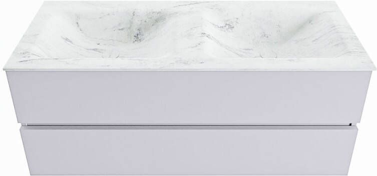 Mondiaz VICA-DLUX 120cm badmeubel onderkast Cale 2 lades. Inbouw wastafel CLOUD dubbel zonder kraangat kleur Opalo.