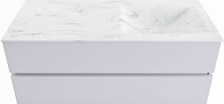 Mondiaz VICA-DLUX 120cm badmeubel onderkast Cale 2 lades. Inbouw wastafel CLOUD rechts 1 kraangat kleur Opalo.