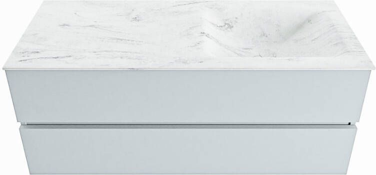 Mondiaz Vica Dlux badmeubel 120cm Clay Cloud wastafel Opalo rechts zonder kraangat