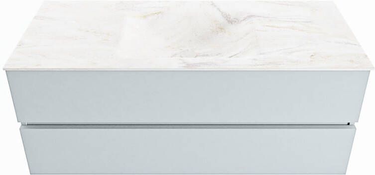 Mondiaz Vica Dlux badmeubel 120cm Clay Cloud wastafel Ostra midden zonder kraangat